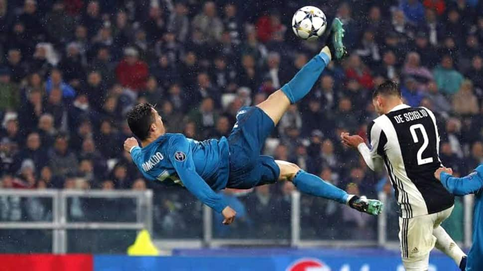 Cristiano Ronaldo scores with a scissors kick for Real Madrid against Juventus in Champions League. (Source: Twitter)