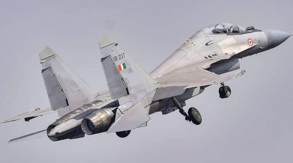 Indian Air Force's aircraft Sukhoi was displayed at the 13th edition of the Aero India show in Bengaluru.