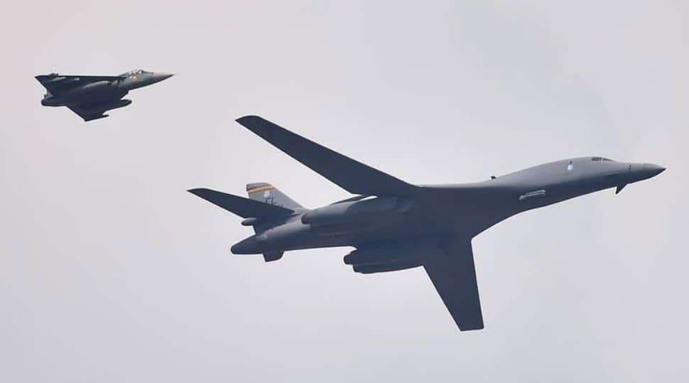 Aero India show displayed the US Aircraft B1-B Lancer. 