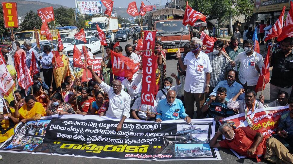 Vizag saw a big turnout with protestors from various trade unions as well