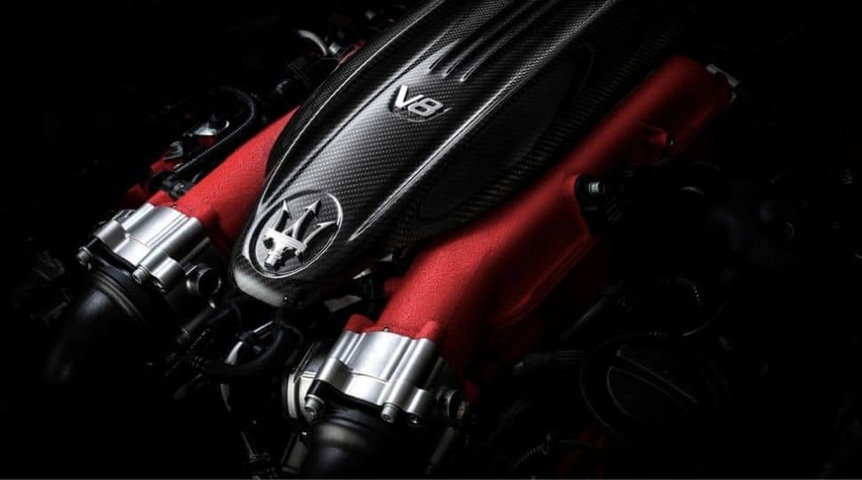 Maserati Ghibli gets three powertrains. A 3.0-litre V6 producing 430 hp, new 2.0-litre 4-cylinder with 48V mild hybrid and a 3.8-litre V8 engine.