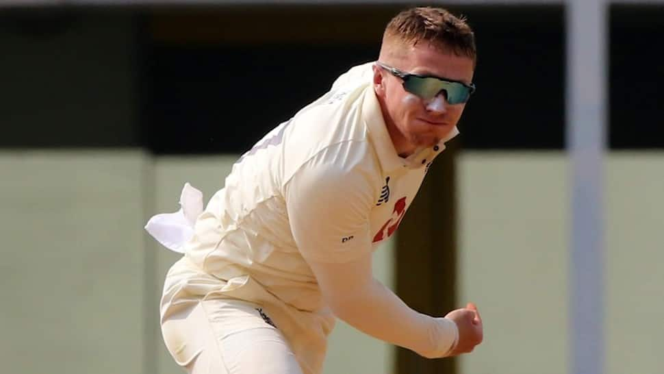 Off-spinner Dom Bess bowls in the Indian second innings in Chennai. (Source: Twitter)