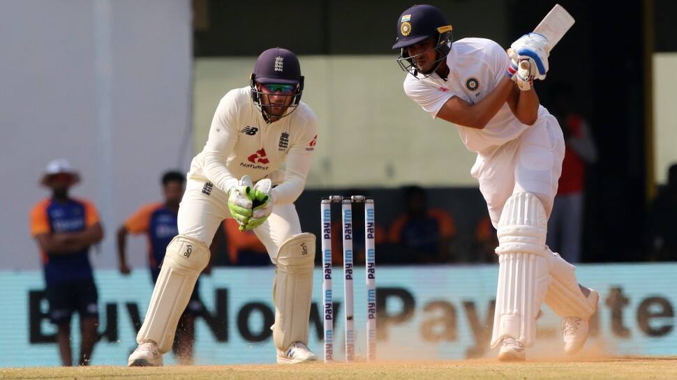 Shubman Gill hits a boundary en route his 50 in the second innings of the first Test in Chennai. (Photo: BCCI)