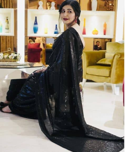 Sapna Choudhary looks classy in black saree