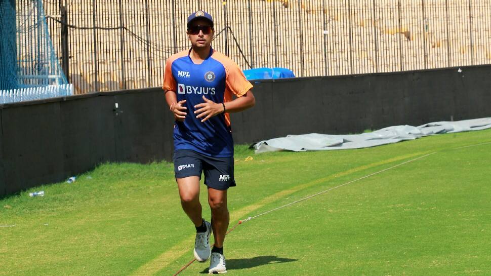 Chinaman bowler Kuldeep Yadav takes part in India's practice session ahead of the second Test against England in Chennai. (Photo: BCCI)