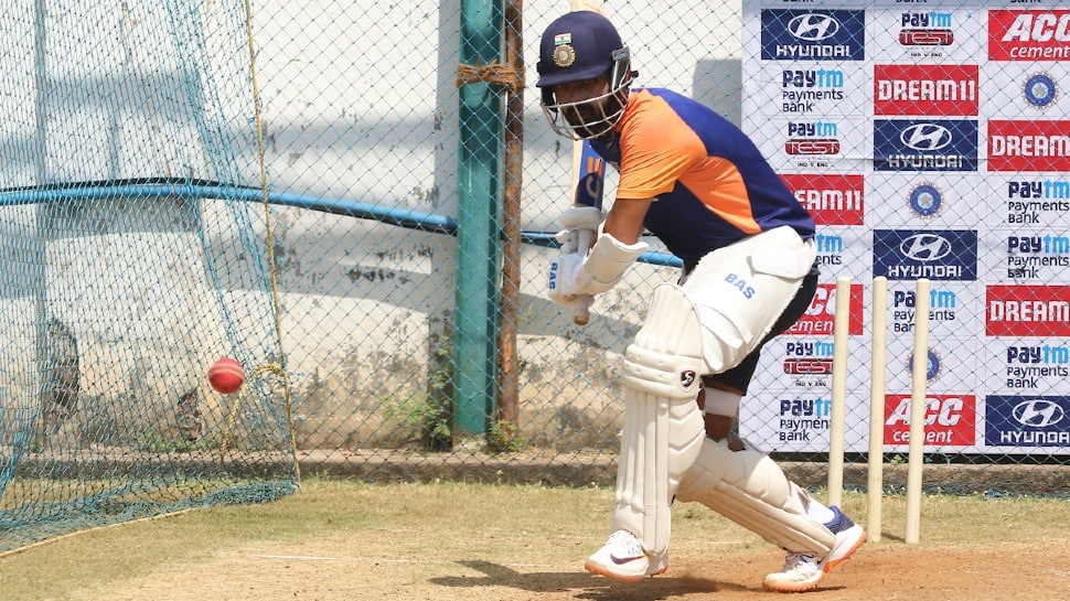 India vice-captain Ajinkya Rahane bats in the nets in Chennai ahead of the second Test against England. (Photo: BCCI)