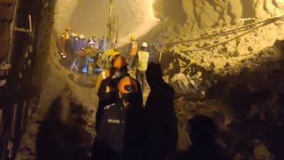 NDRF conducting rescue operations in a tunnel near Tapovan