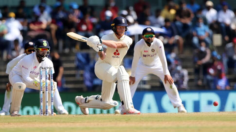 Ben Stokes of England tries to reverse sweep a ball on Day Four of second Test against India in Chennai. (Source: Twitter)