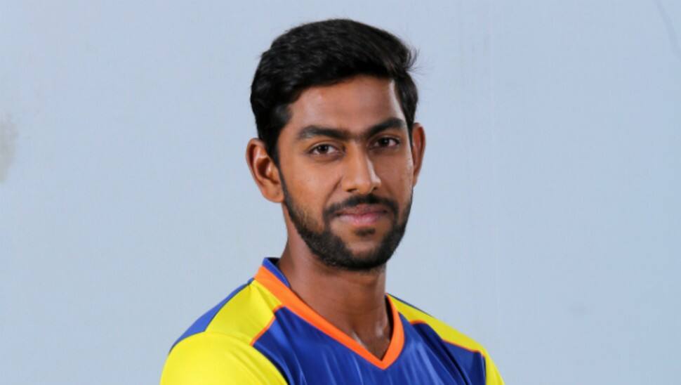 Jagdeesha Suchith from Karnataka was bought by Sunrisers Hyderabad for Rs 30 lakhs. (Source: Twitter)