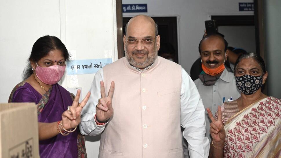 Gujarat Municipal Election 2021: Amit Shah casts his vote in Ahmedabad, exudes confidence of BJP&#039;s victory