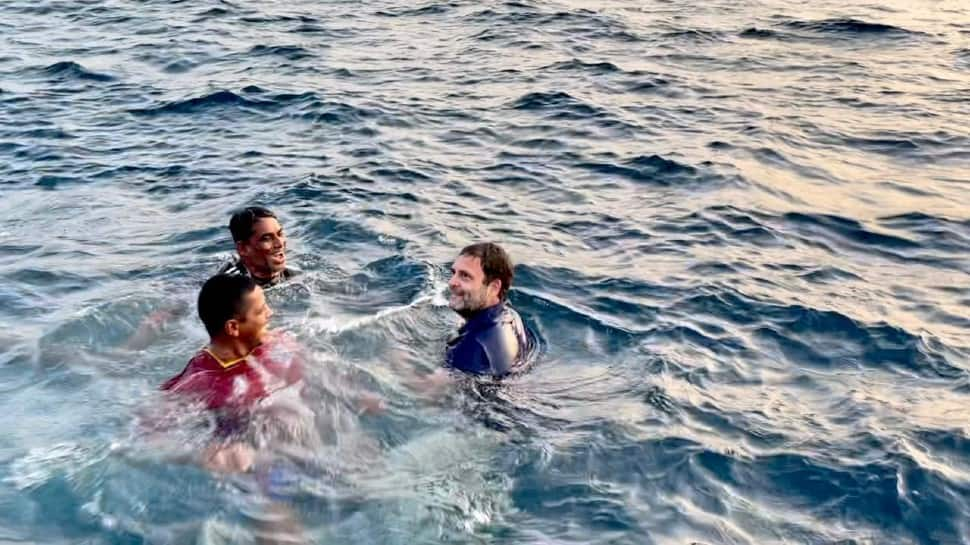 Rahul Gandhi jumps into sea in Kerala, watch video here