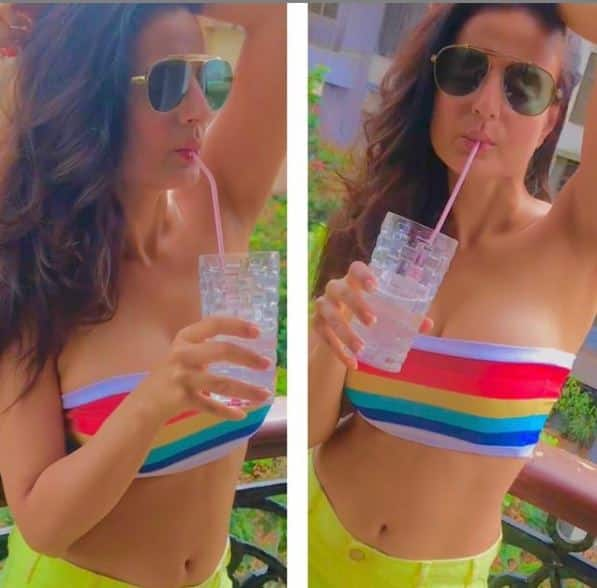 Ameesha Patel rainbow top