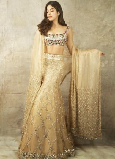 Janhvi stuns in champagne lehanga Janhvi stuns in champagne lehanga