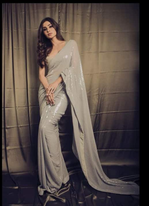 Mouni Roy dazzles in a sequin saree