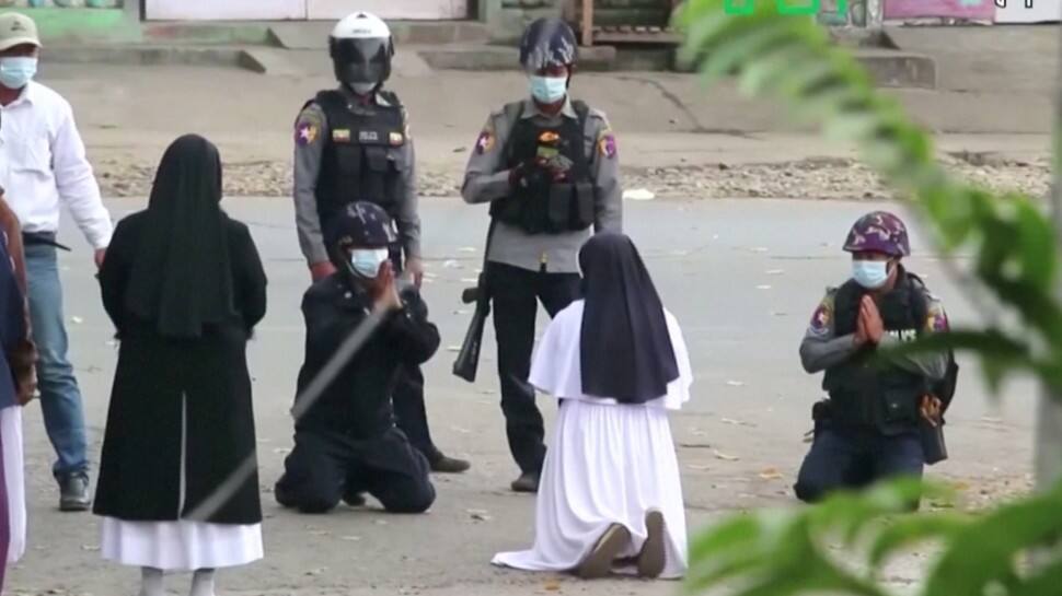 Myanmar nun begs Junta forces to spare children amid crackdown on protests, video goes viral