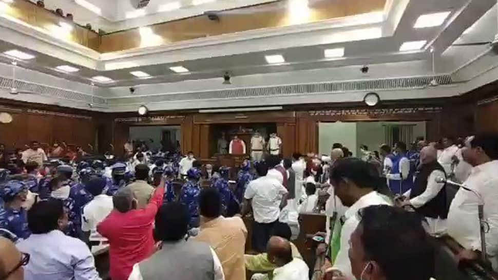 High drama in Bihar Assembly after Opposition MLAs create ruckus over police bill, lathi-charged