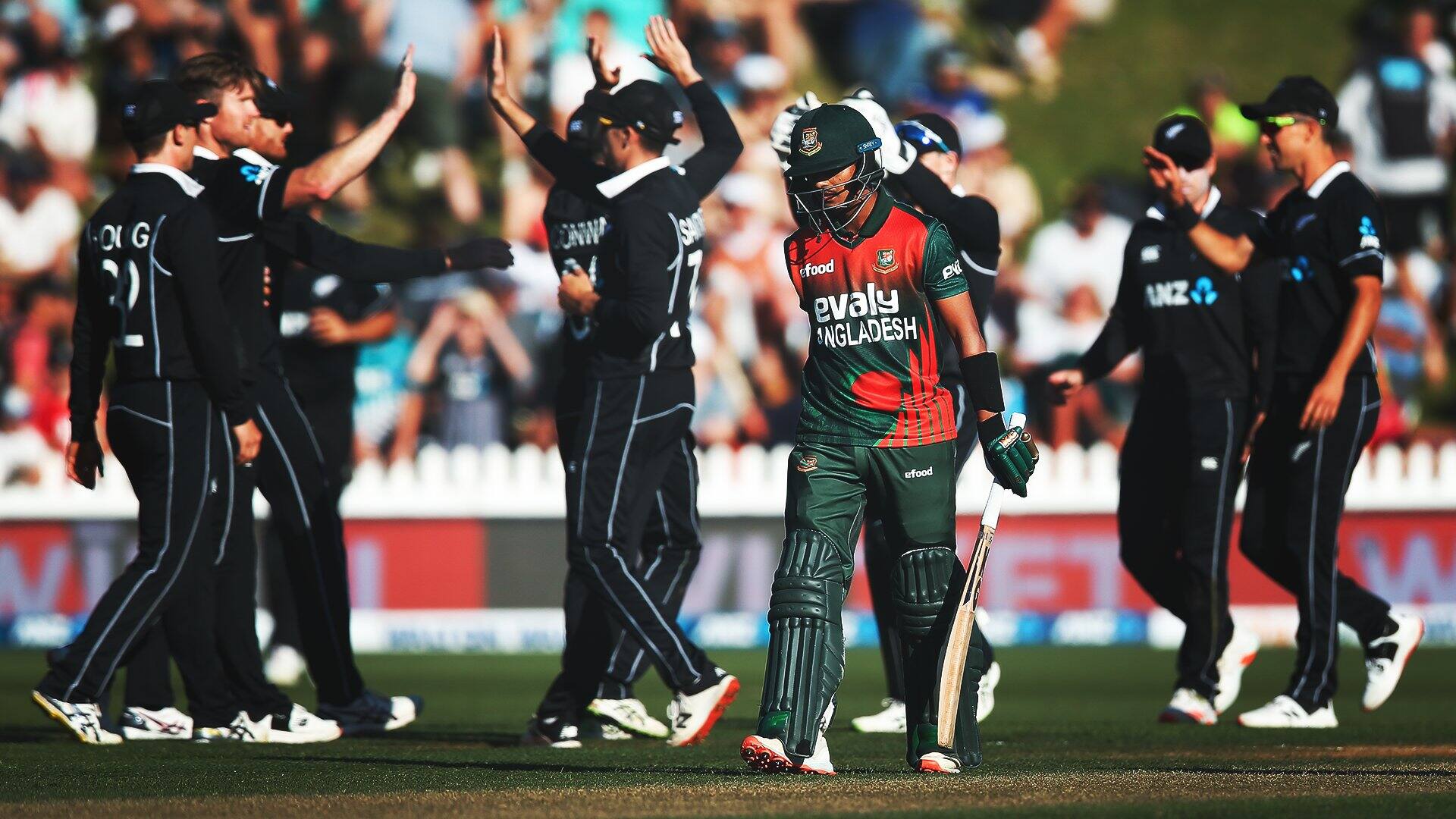 Bangladesh lose their last wicket for 154 with James Neesham completing his second five-wicket haul in ODIs. (Source: Twitter)