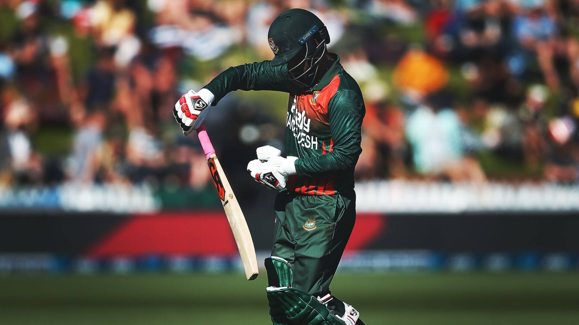 Bangladesh ODI captain Tamim Iqbal walks back after being dismissed in the third ODI against New Zealand. (Source: Twitter)