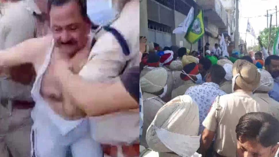 BJP MLA Arun Narang restrained by protesters in Muktsar