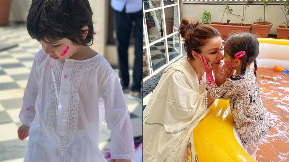 Kareena Kapoor shares Taimur Ali Khan&#039;s &#039;swag-filled&#039; Holi pic, Soha Ali Khan&#039;s daughter Inaaya Naumi Kemmu&#039;s plays with pichkari - Watch