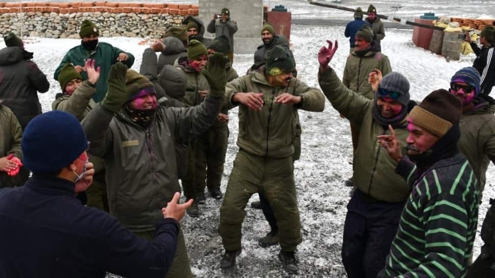 ITBP soldiers enjoyed a small Holi party near Galwan