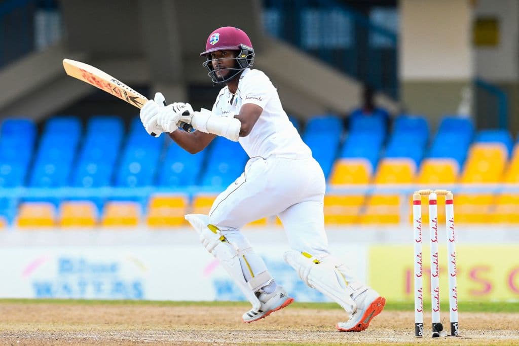 West Indies skipper Kraigg Brathwaite en route to his century in the second Test against Sri Lanka. (Source: Twitter)