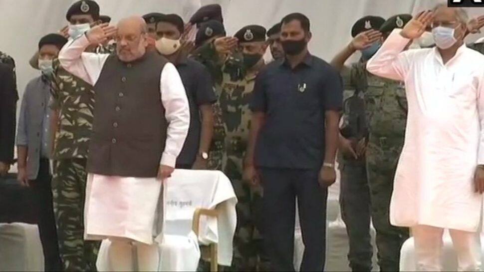 Amit Shah and Bhupesh Baghel attend wreath-laying ceremony 