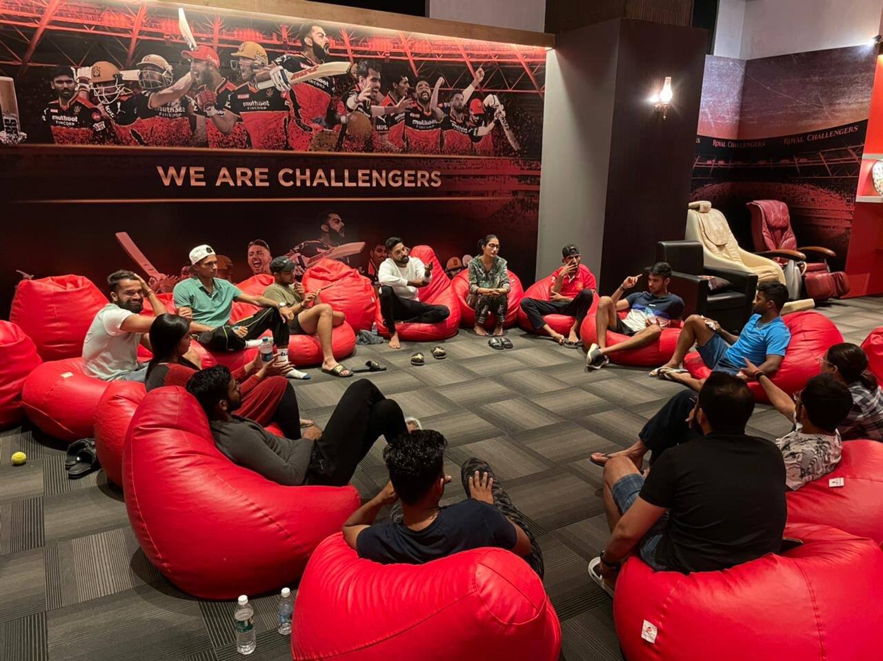A view of the family lounge room in the Royal Challengers Bangalore bio-bubble in Chennai. (Source: Twitter)