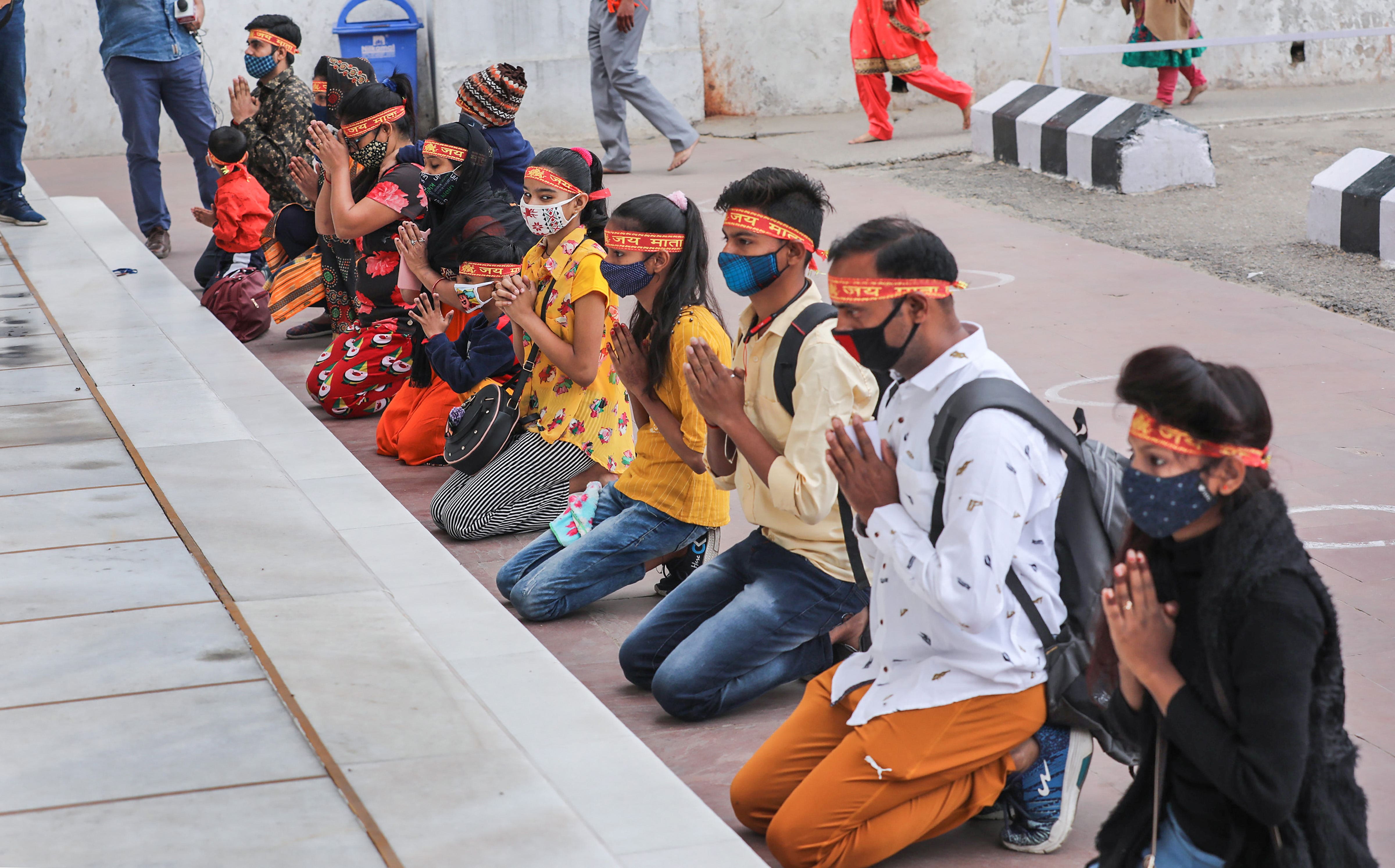 Devotees on their way to Mata Vaishno Devi Temple, Jammu