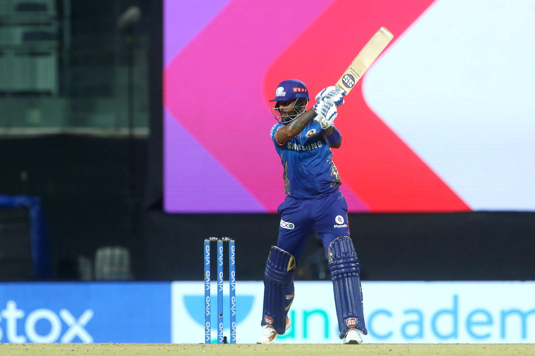 Mumbai Indians batsman Surya Kumar Yadav en route to scoring a half-century against Kolkata Knight Riders in Chennai. (Photo: IPL)