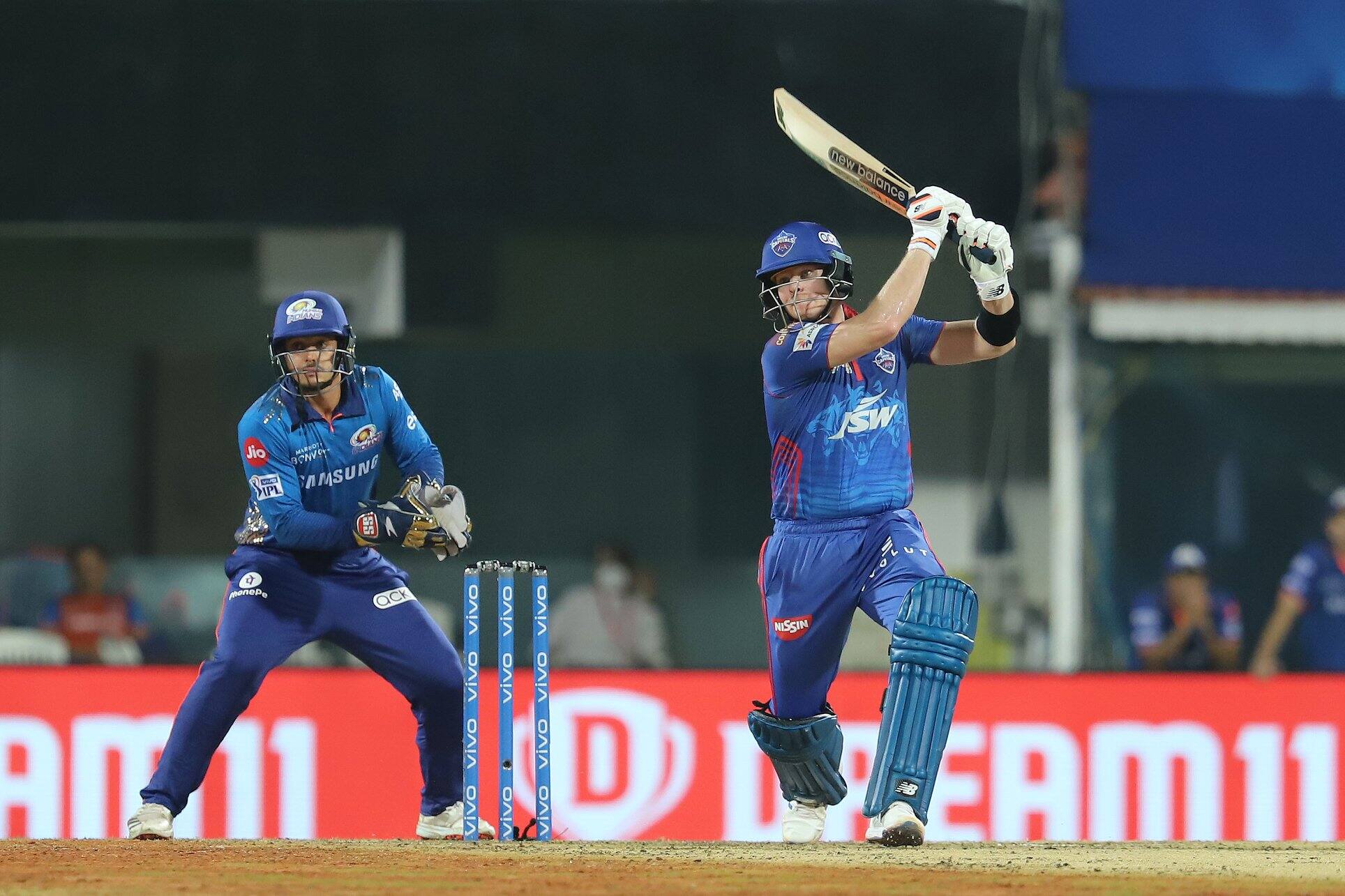 Delhi Capitals batsman Steve Smith hits out during his 33-run knock against Mumbai Indians in Chennai. (Photo: IPL)