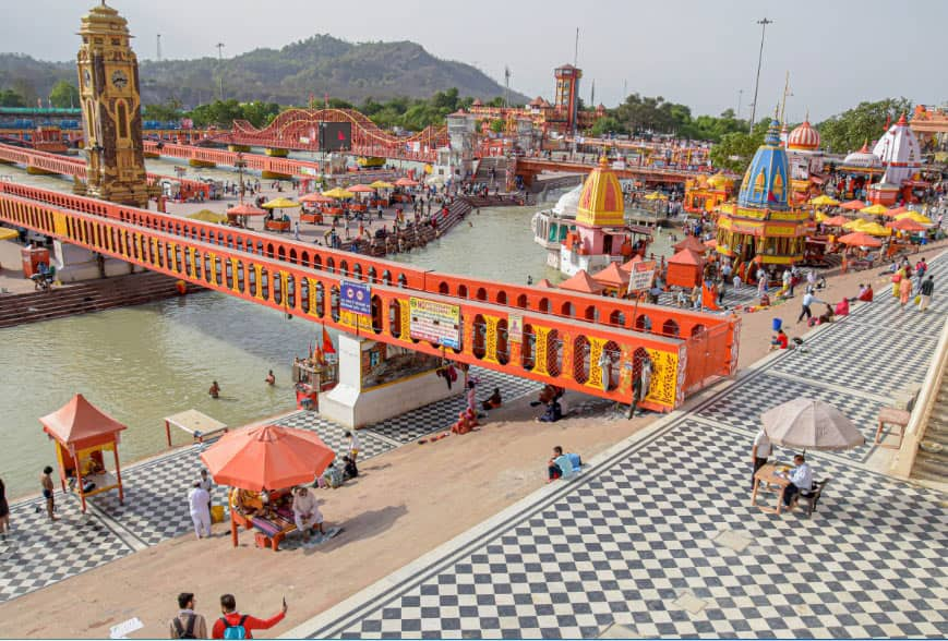 Deserted Ghats at Har Ki Pauri on Ram Navami, Haridwar