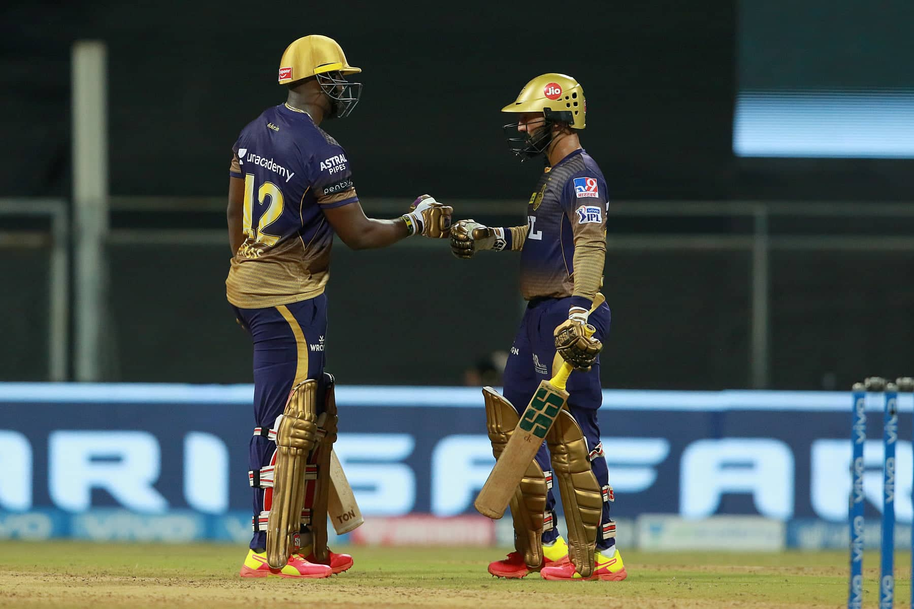 Kolkata Knight Riders all-rounder Andre Russell en route his fifty against Chennai Super Kings in Mumbai. (Photo: IPL)