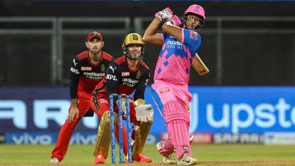 Rajasthan Royals all-rounder Shivam Dube hits out against Royal Challengers Bangalore at the Wankhede Stadium in Mumbai. (Photo: PTI)