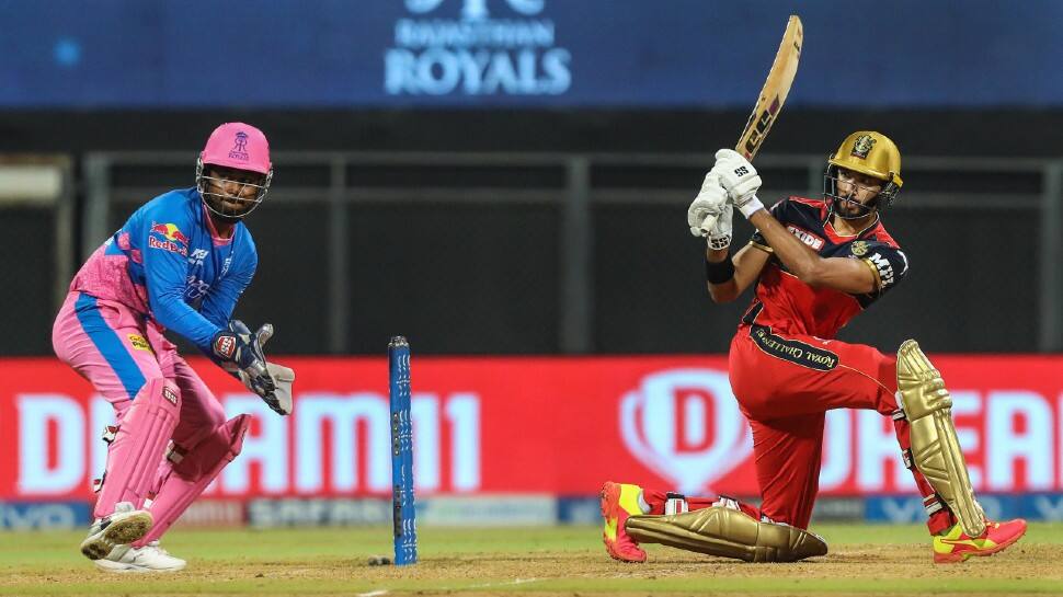 Royal Challengers Bangalore opener Devdutt Padikkal en route to scoring a century against Rajasthan Royals at the Wankhede Stadium in Mumbai. (Photo: PTI)