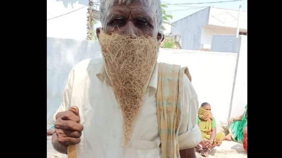 COVID-19: Telangana man uses bird nest as face mask, picture goes viral