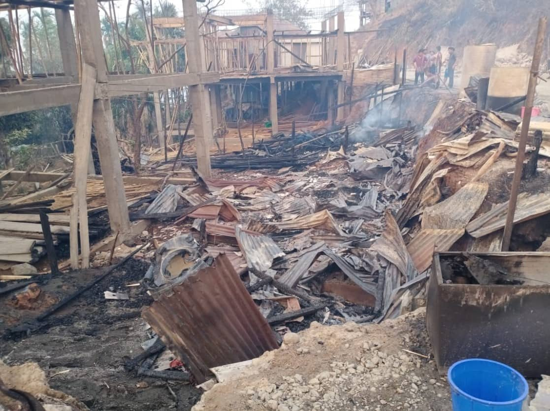 Burnt down houses due to massive forest fire