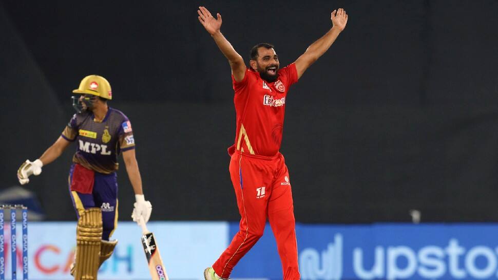 Punjab Kings paceman Mohammed Shami appeals for the wicket of Kolkata Knight Riders opener Nitish Rana in the IPL 2021 match in Ahmedabad. (Photo: ANI)