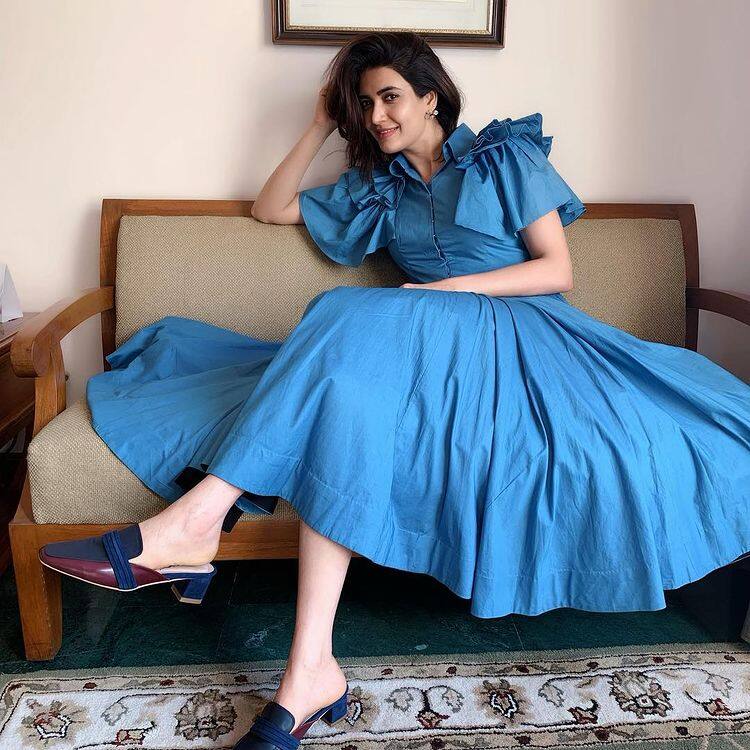 Karishma exudes elegance in this blue dress!