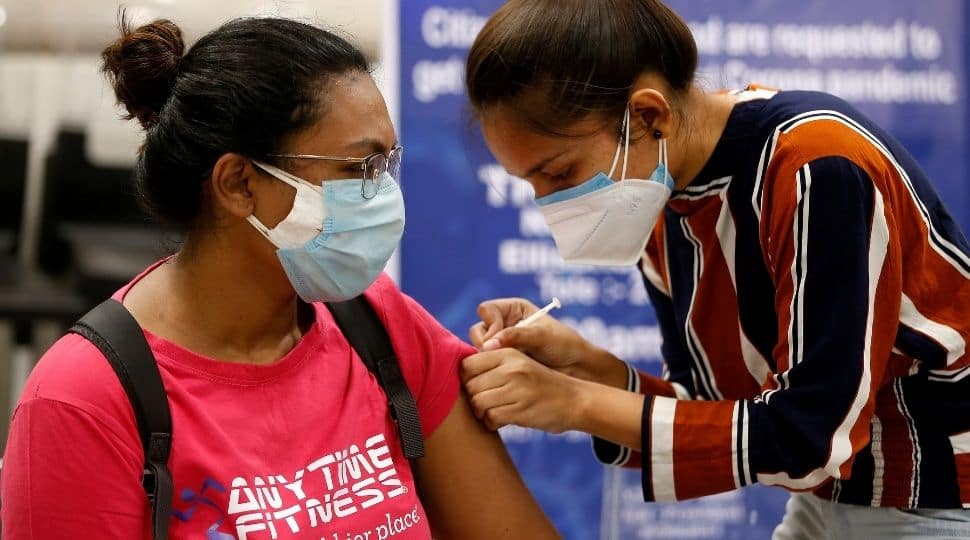 A woman getting vaccinated at Ahmedabad, Gujarat.