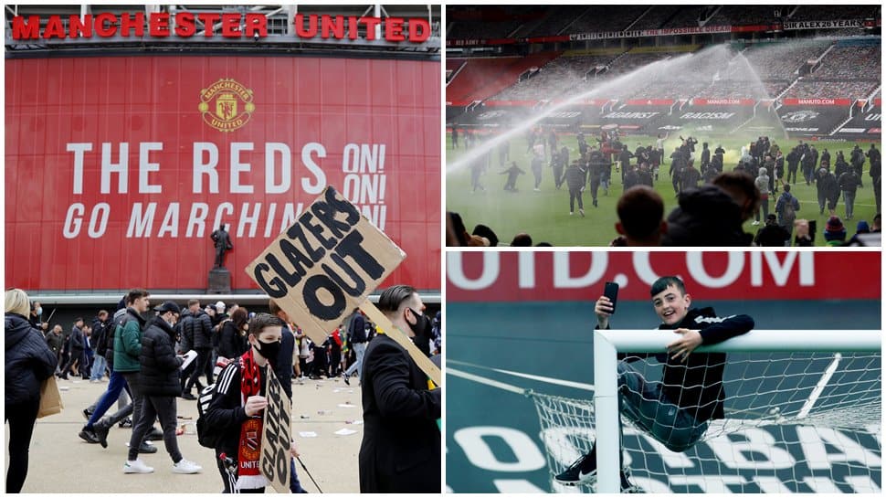 Manchester United fans break into Old Trafford and invade pitch ahead of Liverpool match