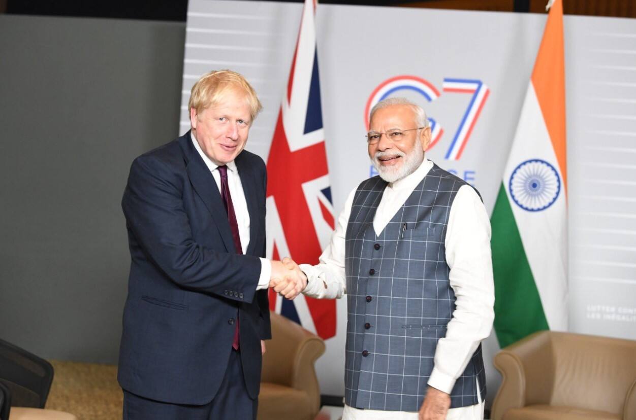 Narendra Modi and Boris Johnson during G7 Summit in 2019 Narendra Modi and Boris Johnson during G7 Summit in 2019