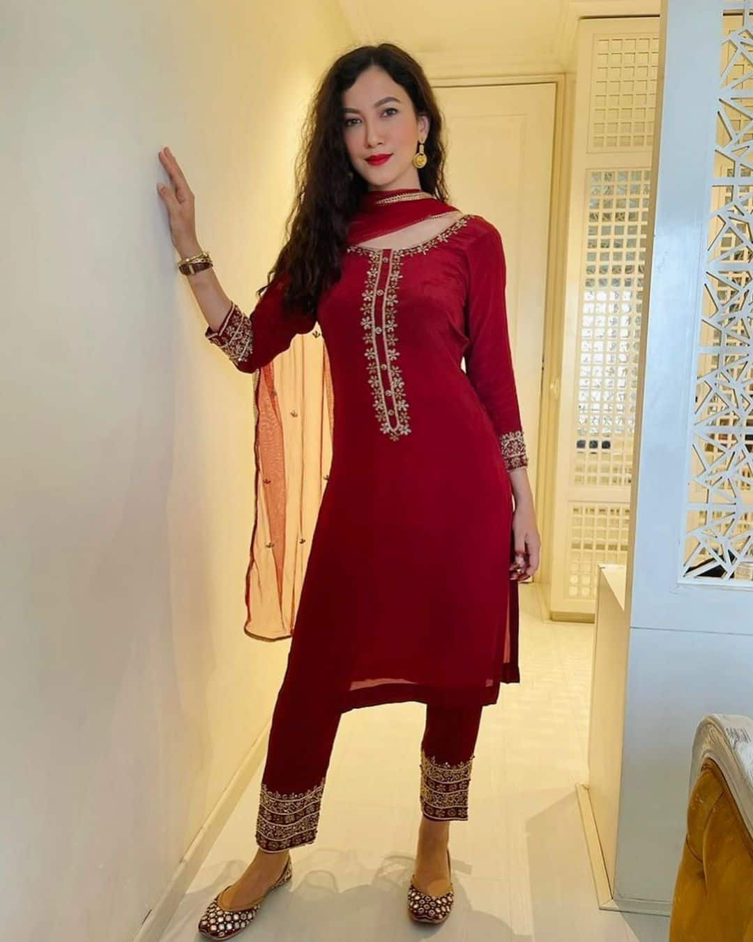 Gauahar Khan is a fire-cracker in this red suit!