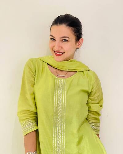 Gauahar looks radiant in neon green suit