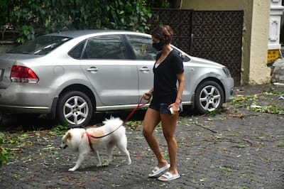 Malaika Arora takes her pooch Casper for a walk