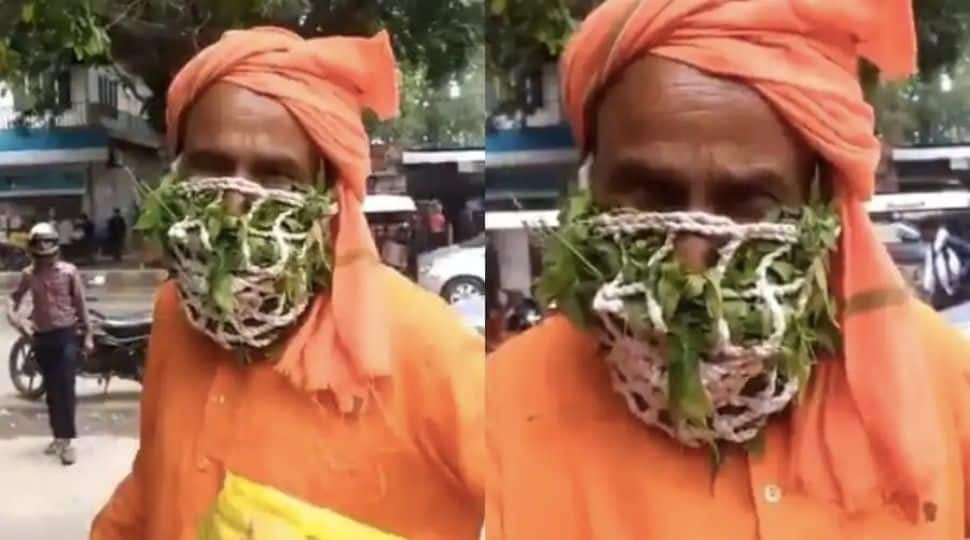 Watch Uttar Pradesh&#039;s Jugaadu Baba, wears herbal mask for COVID-19, video goes viral