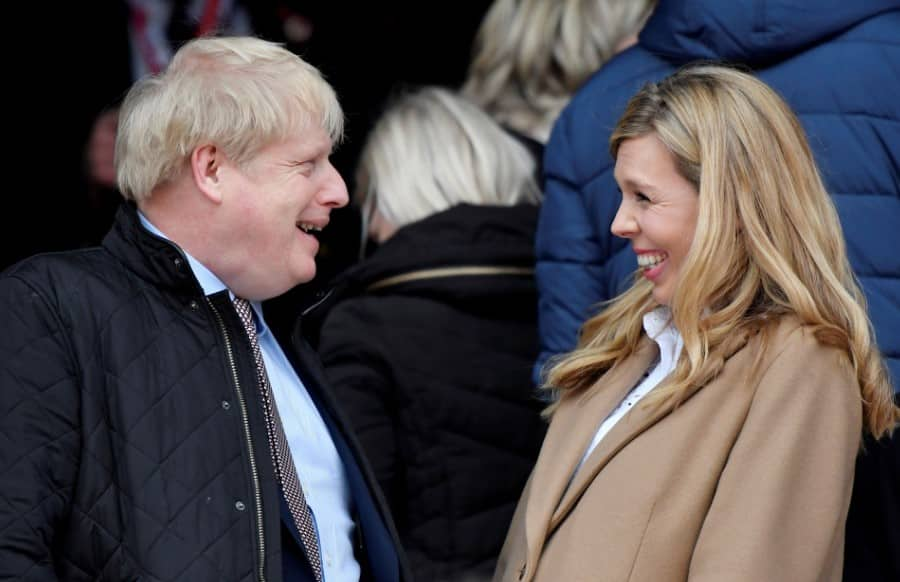 Boris Johnson with Carrie Symonds during a Rugby match