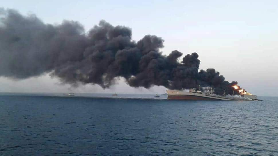 Iran&#039;s largest navy ship catches fire, sinks at Gulf of Oman: Report