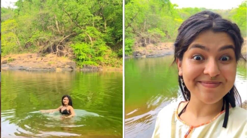 Taarak Mehta Ka Ooltah Chashmah's Nidhi Bhanushali aka Sonu stuns in bikini, shows off her 'jungle girl' avatar - Watch Taarak Mehta Ka Ooltah Chashmah's Nidhi Bhanushali aka Sonu stuns in bikini, shows off her 'jungle girl' avatar - Watch