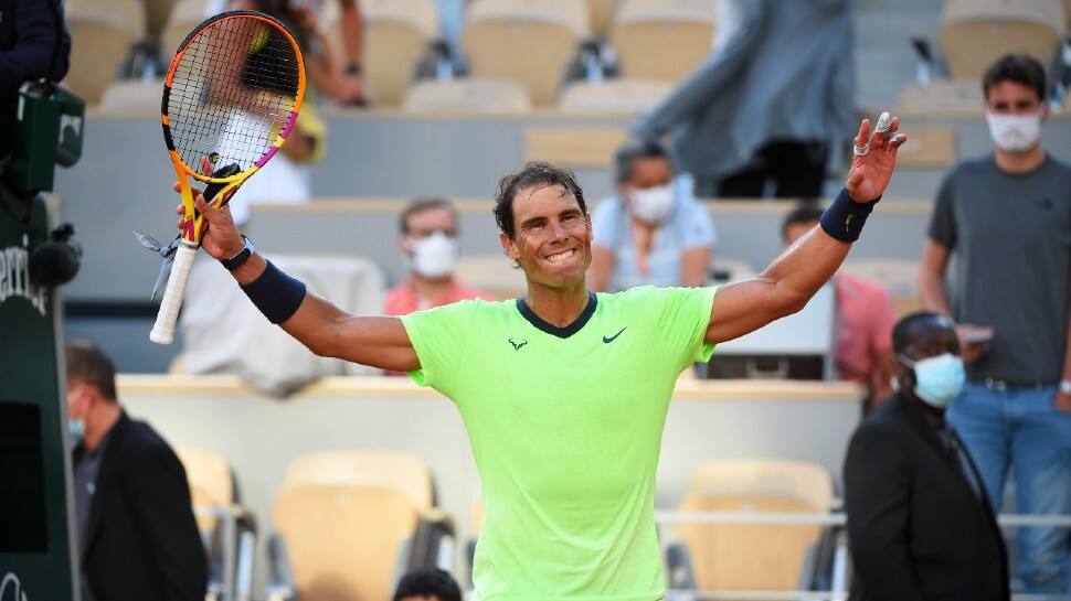 Defending champion Rafa Nadal celebrates his straight sets win over 18th seed Jack Sinner of US in the French Open 2021 fourth round in Paris. (Source: Twitter)